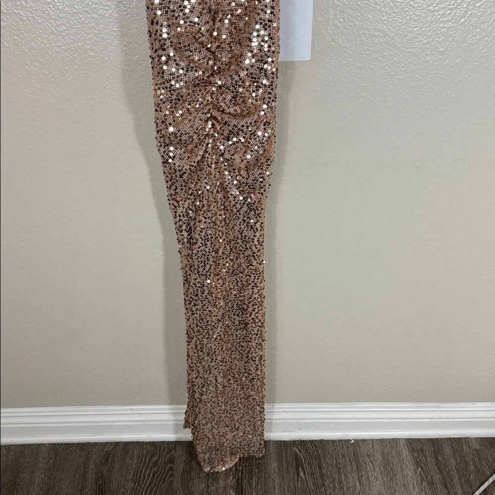 Delfi Collective Avelie Ruched Sequin Dress in Nude - Picture 7 of 16